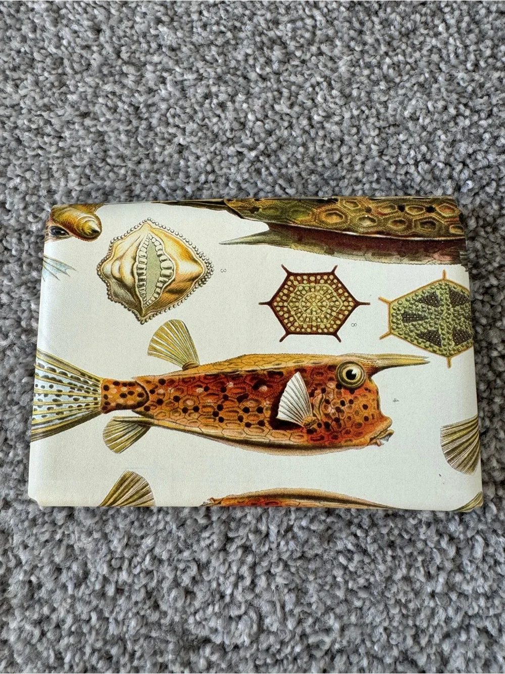 Orange Fish Print Wallet with Snap Closure